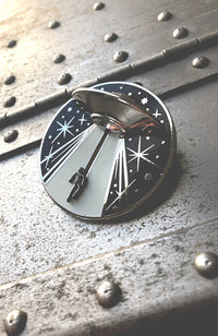 GLOW IN THE DARK Alien Abduction UFO Soft Cloisonné Jumbo Action Pin